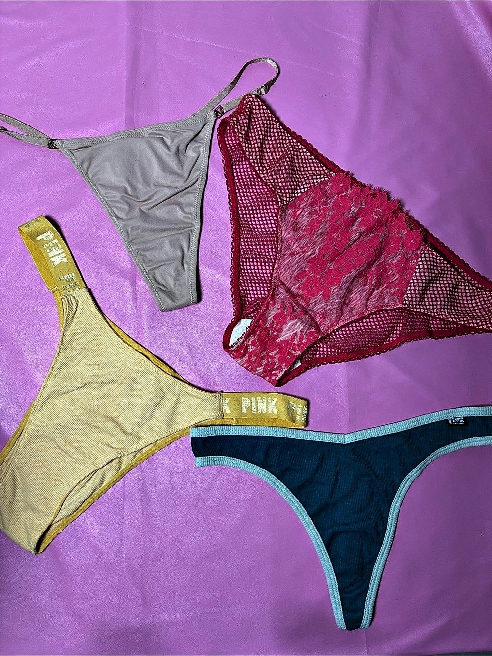 Victoria's Secret Four-Piece Panties Set in Pink & Yellow